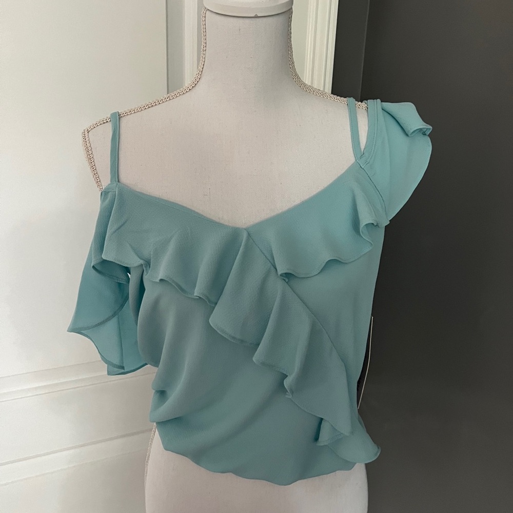 light blue off the shoulder size medium top